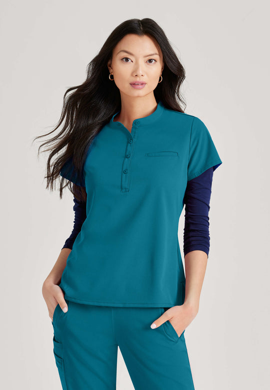Mission 1-Pocket Henley Neck Scrub Top - Sale