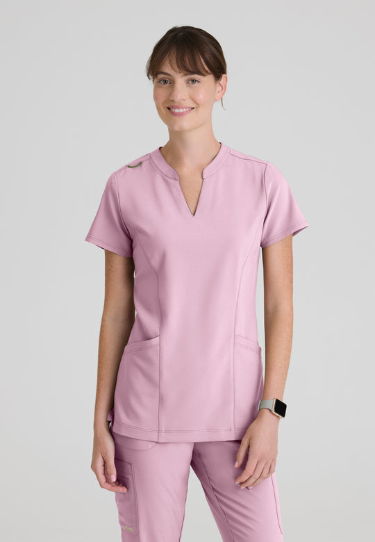 Sky 2-Pocket Banded Notched Neck Top