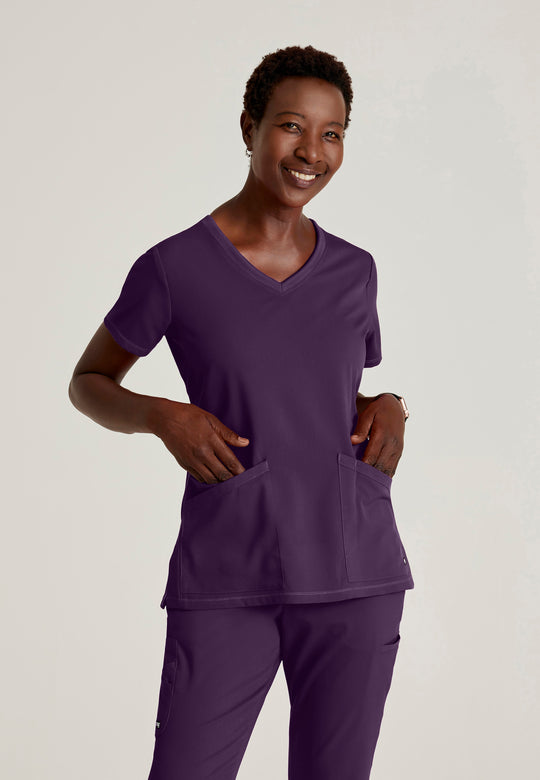 Serena 3-Pocket Curved V-Neck Scrub Top