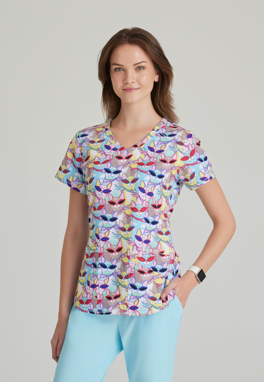 Essence V-Neck Animal Print Top - Sale