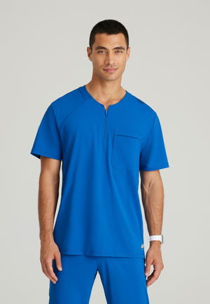 Flex Single Pocket Curved Neck Scrub Top