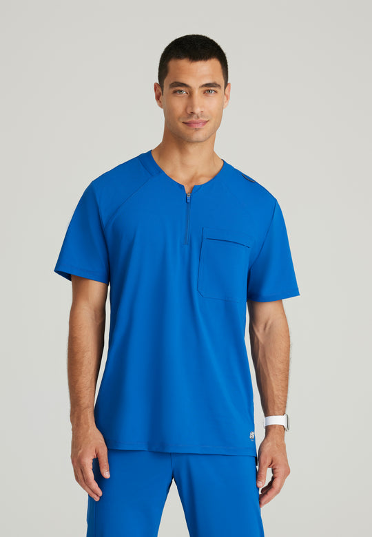 Flex Single Pocket Curved Neck Scrub Top