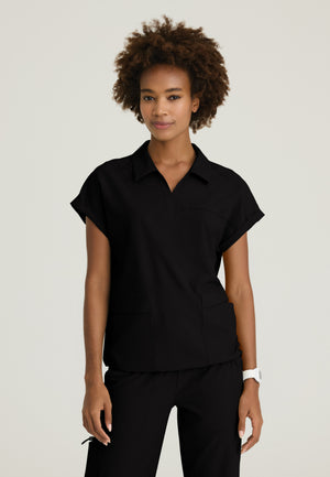 Charlie 3-Pocket Shirt Collar Dolman Sleeve Top